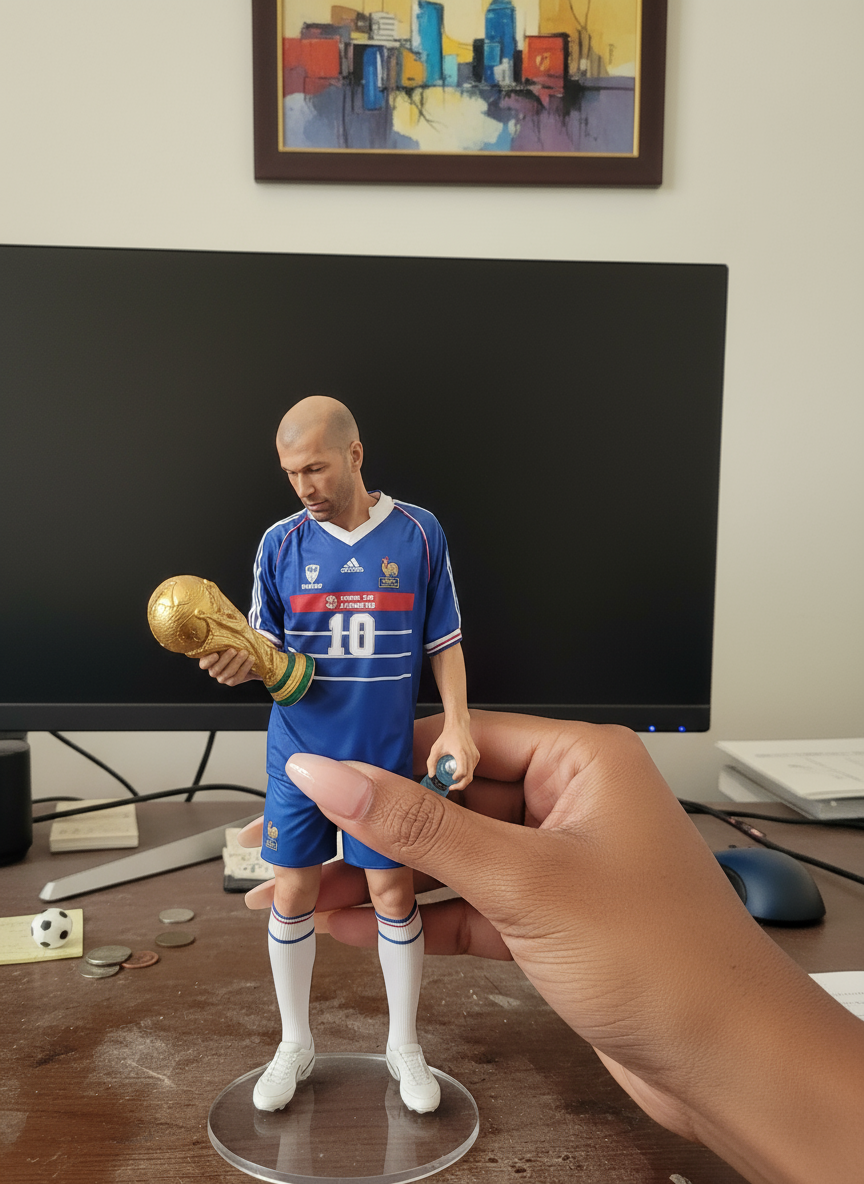 Zinedine Zidane Collectible Figurine | France World Cup Trophy