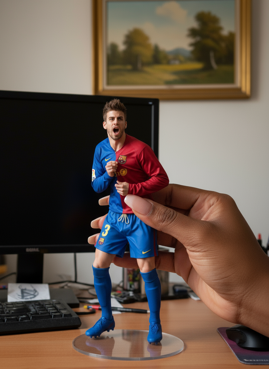 Gerrard Pique Collectible Figurine | Barcelona Goal Celebration